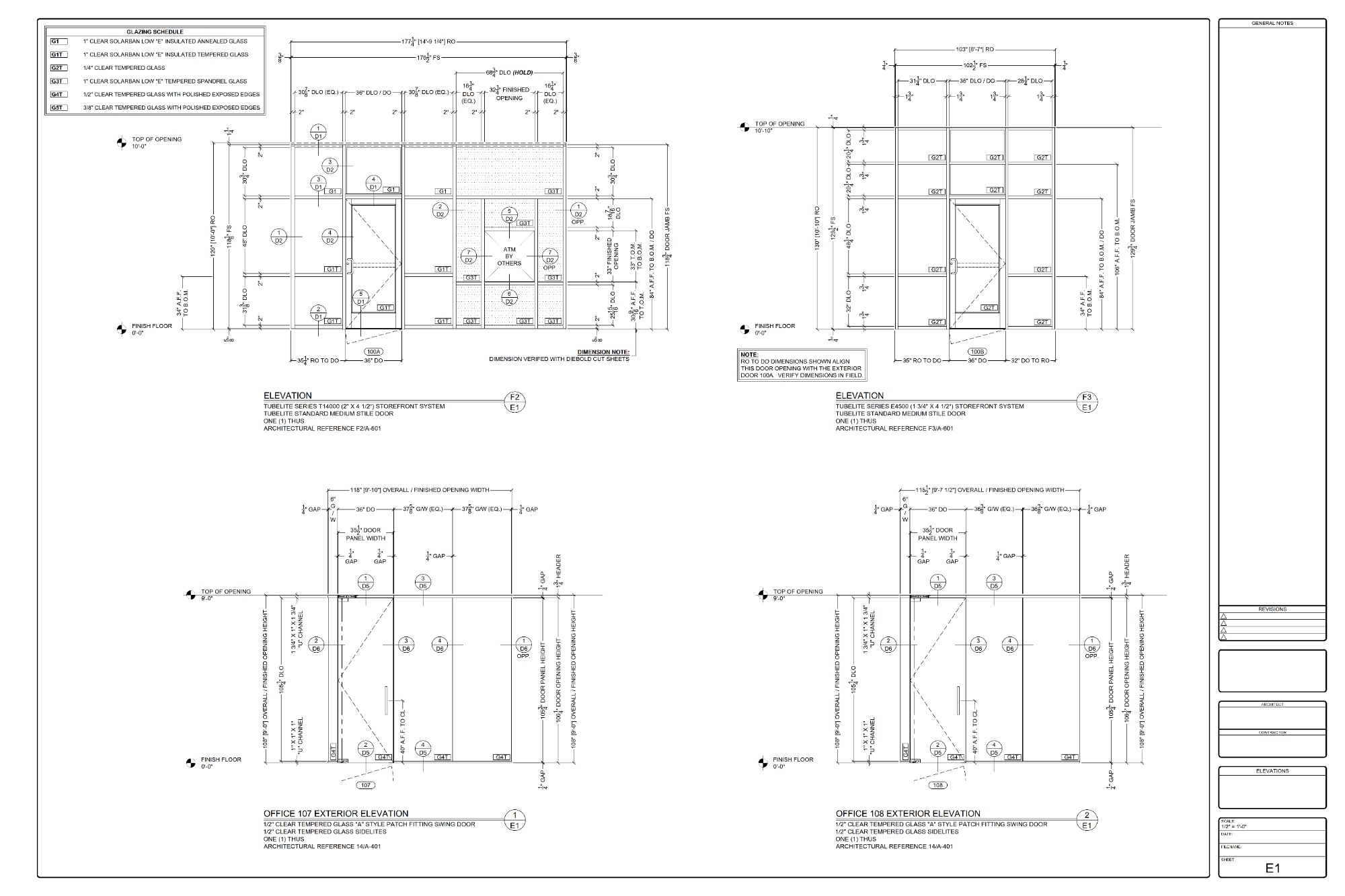 Storefront and All Glass Elevation Sheet